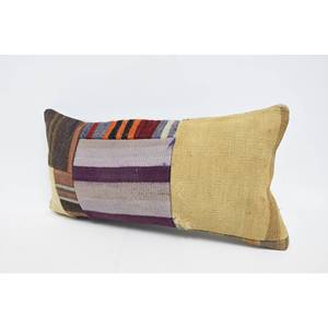 Almohada de lana de retazos Kilim Beige de lujo de 12x24 pulgadas cojín de seda con estampado Floral Vintage ropa de cama portátil tejida decorativa - Product Image 4