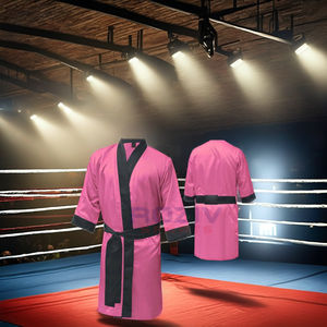 ชุดคลุมสำหรับชกมวยและคิกบ็อกซิ่ง ไนลอนคุณภาพสูง สีแดงและดำ - ชุดคลุมสำหรับเดินเข้าเวทีศิลปะการต่อสู้ขายดี - Product Image 1