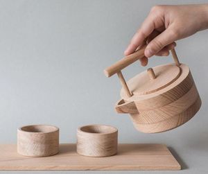 TOUCH WOODEN Nordic Style Coco Palm Wooden Tea Set with Pot and Tray Custom logo Coconut Wood <b>Teapot</b> and Cup Sets - Product Image 6