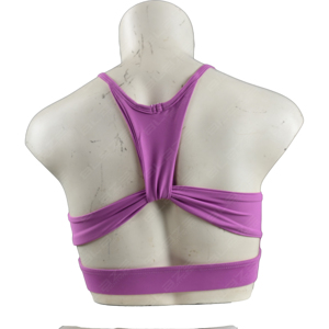 Soutiens-gorge de sport en spandex/nylon à taille mi-haute, uni, torsadé, avec leggings de yoga à taille élastique premium - Product Image 4