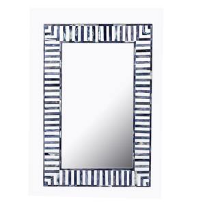 Espejo de pared con incrustaciones de hueso de diseño Floral moderno hecho a mano, Marco Rectangular blanco azul, corona, espejo decorativo de lujo para el hogar - Product Image 1