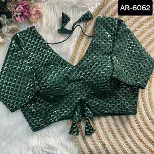 Sari indien fête porter mariage Banarasi Saree Jacquard soie Sari Blouse indien traditionnel porter fantaisie Blouse avec séquence travail - Product Image 2
