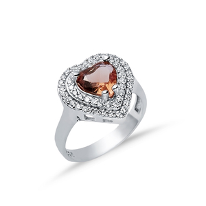 Anillo de racimo de sultanita con corte de corazón, doble pavé CZ Halo, chapado en rodio, cambio de Color romántico, venta al por mayor, joyería de plata de ley 925 - Product Image 3