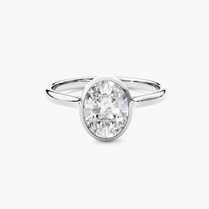 แหวนหมั้นเพชรโมอิสทรงรี14K สีทองแท้ของขวัญสำหรับผู้หญิง - Product Image 6