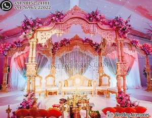 Mandap de Madera con Forma de Elefante para Bodas Hindúes en el Reino Unido, Mandap de Boda de Lujo Tallado en Forma de Elefante, Majestuoso Mandap con Base y Pilares de Elefante, Arizona - Product Image 4