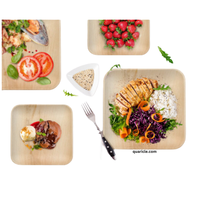 Assiettes carrées jetables personnalisées en palmier d'arec de 9 pouces, robustes, naturelles, non toxiques, écologiques, biodégradables pour tous les événements