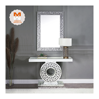Table console classique miroir en cristal de diamant en verre chaud pour entrée