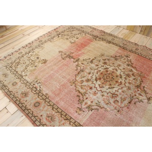 Tapis turc 6,7x10,2 pieds, tapis vintage en laine rouge brun à motifs floraux - Product Image 4