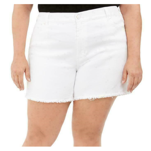 Shorts in denim rosa da donna alla moda con orlo sfrangiato, stile vintage, taglio dritto, casual, stampati e ricamati, per l'estate, taglia 16 - Product Image 3