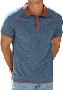 Nuevo diseño Contraste de color Elegante Última Regular Fit Gimnasio Camisas Polo Estilo Stand Collar Secado rápido Media manga Botones Abajo - Product Image 3