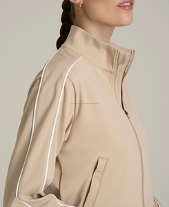 Nouveau sweat à capuche court zippé pour femme 2026, col montant, hiver, taille XS, 100 % coton molletonné, respirant, doux, tricoté, brodé - Product Image 4