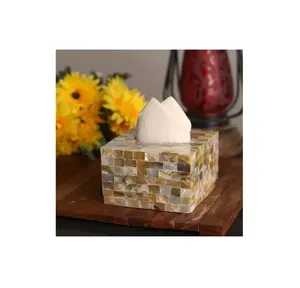 Nouvelle conception, boîte à mouchoirs classique durable et écologique, fabricant indien, exportation, incrustation d'os poli naturel, utilisation hôtelière - Product Image 5