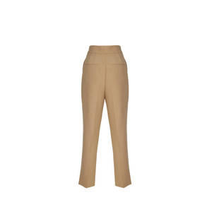 Pantalones de cintura alta de color liso y corte clásico Camel - Product Image 3