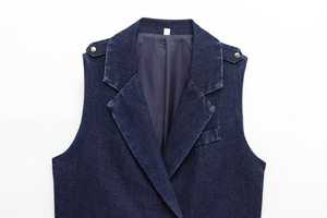 ZA 100% ผ้าฝ้ายน้ำหนักเบาสำหรับผู้หญิง, กางเกงยีนส์ลำลองตัดตรงเอวปานกลางสั้นปกมีกระดุมดีไซน์ฤดูหนาวฤดูใบไม้ผลิฤดูร้อน - Product Image 3