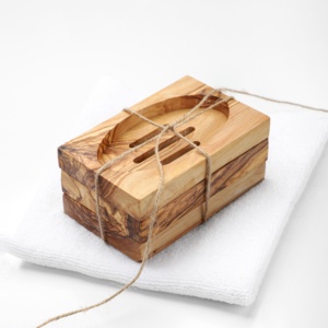 Jabonera de madera de olivo hecha a mano de estilo antiguo, modelo de talla artística con estante, artesanías de madera de primera calidad - Product Image 5