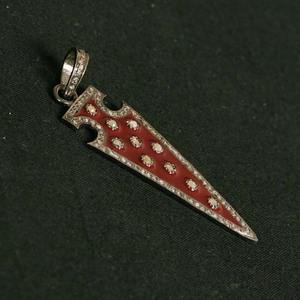 Colgante Vintage de Plata de Ley 925 con Forma de Flecha para Mujer, Esmalte, Baño de Rodio Negro, Diamantes Pavé, 45x17mm - Product Image 4