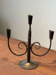 เชิงเทียนขนาดใหญ่แบบโบราณและเก่า | มีเทียน3แท่งแบบตั้งเชิงเทียนเหล็กดัด - Product Image 3