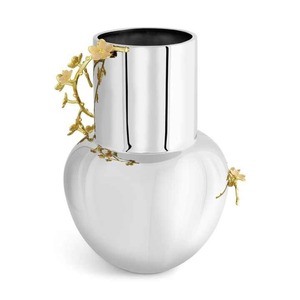 Florero de piso de metal de calidad duradera con acabado plateado Nueva maceta en estilo costero Florero de hierro - Product Image 2