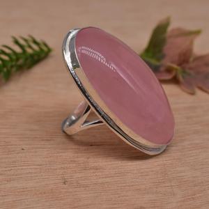 925 argent Sterling classique concepteur ovale coupe rose Rose Quartz bague pierre précieuse naturelle lunette réglage janvier pierre de naissance pour - Product Image 3