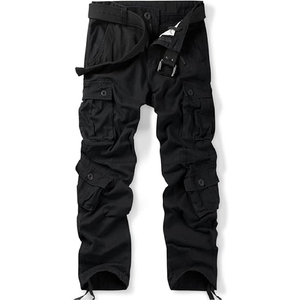 OEM hombres con estilo mono lavado de tiro alto holgado recto Streetwear estilo Denim Cargo pantalones Vintage negro Jeans pantalones Casuales - Product Image 4