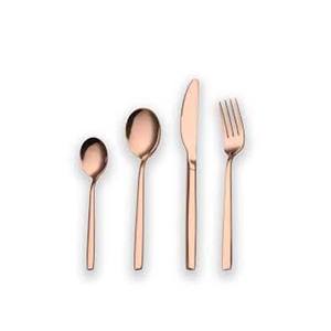 Ensemble de couverts élégant en acier inoxydable plaqué or rose couverts pour fête de mariage et dîner au restaurant manche rectangulaire long - Product Image 1