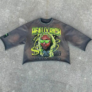 Personalizado pesado 100% algodón desgastado Vintage ácido lavado para hombre pesado 300 Gsm camiseta gráfica recortada Boxy camiseta de gran tamaño - Product Image 4