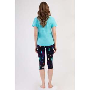 Conjunto de pantalón capri y top de cuello redondo con mangas raglán y puños ovalados KADIN LYC SUPREM - Verde menta brillante - Verde menta brillante - Product Image 4