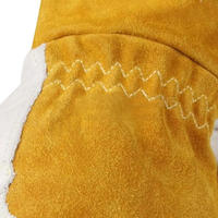 Guantes de trabajo para hombre de cuero de grano de cabra con dorso de tela de algodón entrelazado, transpirables, cómodos para conducir