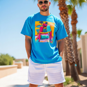 Surdimensionné Sublimation T Shirt Shorts Ensembles Hommes Sports Running Jogging Graphic Print Sets Quick Dry Print Shorts Sets Men's - Product Image 5