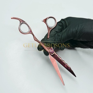 Ciseaux de coiffure professionnels en acier inoxydable, rose gold, manche en caoutchouc, pour droitiers, haute qualité - Product Image 6