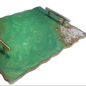 Plateau en résine fabriqué à la main de haute qualité à bas prix motif floral design personnalisable-organisateur décoratif pour chambre à coucher - Product Image 1