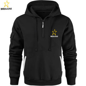 Sweat-shirt à capuche décontracté pour homme, pull à manches longues avec fermeture éclair quart de tour et poche kangourou - Product Image 2