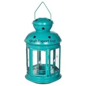 Wholesaler Metal & Glass <b>Mini</b> Candle <b>Lantern</b> Turquoise Finished for Home & Ramadan Decoration Hanging <b>Lanterns</b> - Product Image 1