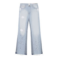 DENIMGUYS Hommes Style Vintage Rue Y2K Déchiré Denim Bellbottom Pantalon Personnalisé Hommes Streetwear Designer Évasé Jeans
