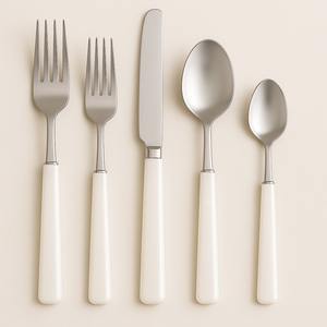 New mirrored steel flatware set plain green resin handle cutlery 5 pcs stainless steel tableware spoon <b>fork</b> <b>knife</b> elegant dining - Product Image 5