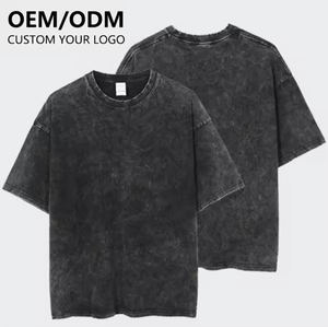 Camiseta Vintage de Alta Calidad, Personalizable con Logotipo, Estilo Urbano, Ligera, de Algodón de Punto, Corte Regular, Hombros Caídos, Lavado Ácido para Hombre - Product Image 2