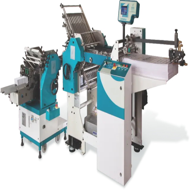 Máquina plegadora de papel de 6 pliegues por succión con detector de doble hoja y lateral para una mejor alineación de los productos de papel