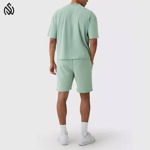 Breathable Summer <b>Men's</b> Short Set Sports Wear Short Sleeve Acid Wash T-Shirt and Shorts 100% Cotton Casual Two Piece Set - Product Image 6