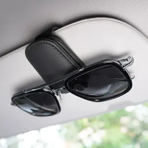 Schwarz Geeignet für dünne Bein gläser Magnetischer Brillen bügel clip für Auto Sonnenblende Leder Sonnenbrille halter für Auto