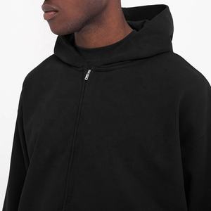 Wholesale oem high quality zip up <b>hoodie</b> <b>oversized</b> blank <b>black</b> hoodies fleece heavyweight men's boxy custom zip up <b>hoodie</b> - Product Image 4