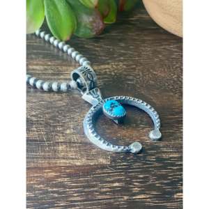 Kevin Billah Kingman Turquoise & Sterling <b>Silver</b> Naja Pendant with Bezel Setting Inlay Technology - Product Image 2