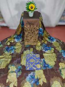 Nuevo Vestido de Chifón Jacquard de Lujo para Niñas, Color Verde Oliva, Fransawi Dirac, con Lentejuelas Rosas y Patrón de Líneas Onduladas Especiales - Product Image 5