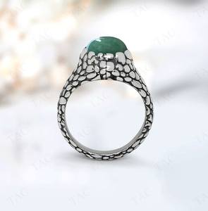 Bague en argent sterling 925 massif de forme ovale avec pierre de fraise, design unique, cadeau pour anniversaire, mariage, fête, design turc pour femmes - Product Image 2