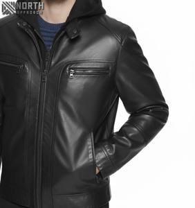 เสื้อแจ็กเก็ตหนังสำหรับผู้ชายดีไซน์ใหม่เสื้อแจ็กเก็ตหนังทรงสลิมฟิตมีสไตล์ใส่สบาย - Product Image 5