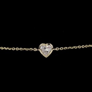 Pulsera de diamantes cultivados en laboratorio de 0,52 quilates, oro amarillo de 14 quilates, forma de corazón, Diamante VVS VS, cadena minimalista de claridad, joyería fina certificada - Product Image 2