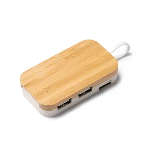 Hub USB Personalizzato in Bambù Glenburn, Gadget Promozionale per Uso Individuale in Ufficio o a Casa - Product Image 1