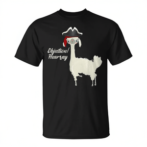 T-shirt Alpaca Objection Hearsay unisex per adulti, taglia media, nera, girocollo, manica corta, stampa digitale - Product Image 3