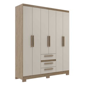 Armario de estilo moderno Nuevo OPALA 6 puertas 3 cajones de madera muebles de dormitorio tablero de partículas madera/Color Cristalo diseño brasileño - Product Image 1