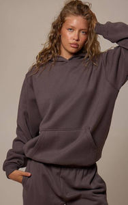 Sudadera con Capucha Extra Grande para Mujer, Color Carbón, para Invierno, Hombros Caídos, Corte Holgado, Forro Polar, Antiarrugas, Transpirable - Product Image 5