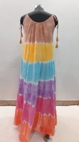 Gaun wanita kasual musim panas celup dasi tangan Rayon Crinkle panjang Maxi gaun standar produsen harga rendah dapat disesuaikan